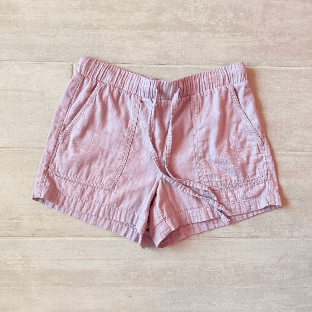 LOFT Shorts Cotton Lilac Purple Drawstring Elastic Waistband Highrise Pockets M